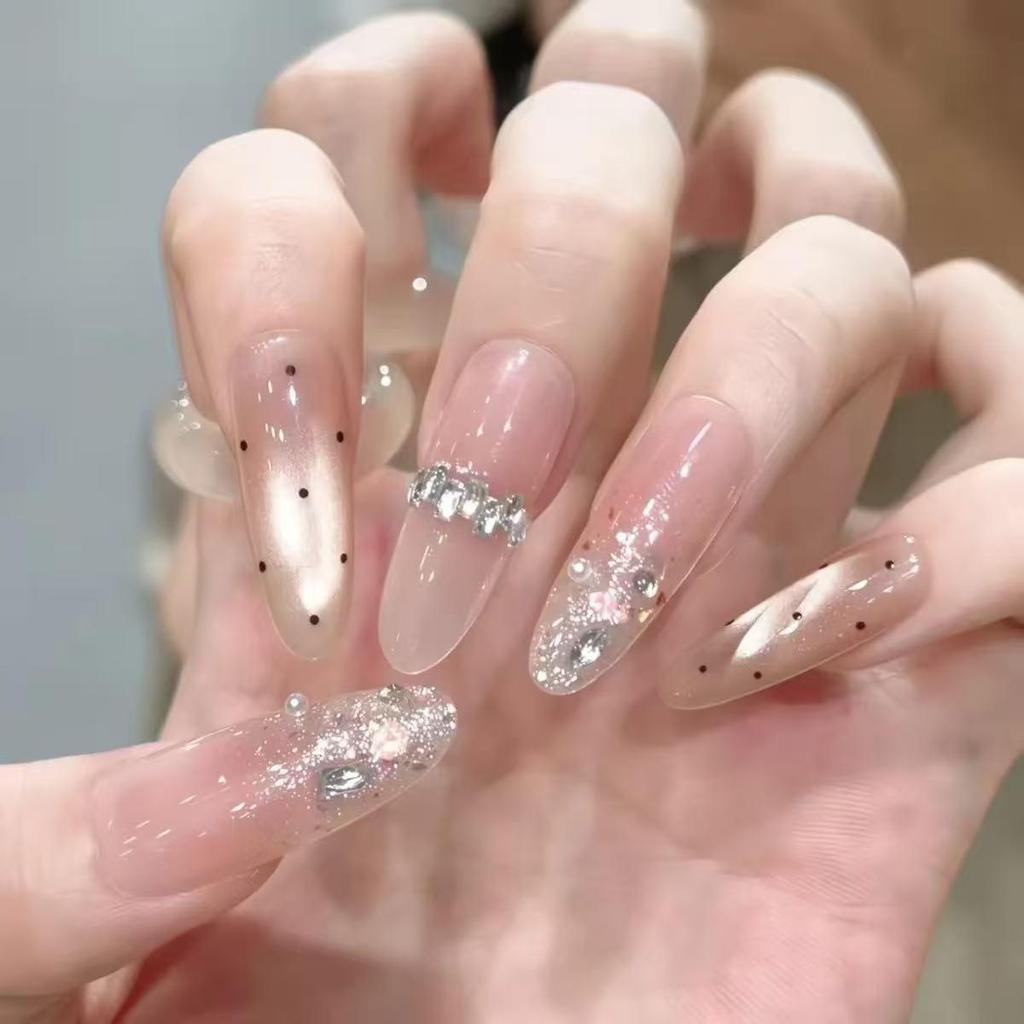 Nude Pink Gradient Cat Eye Whitening Aurora Nail Art Removable Stickers