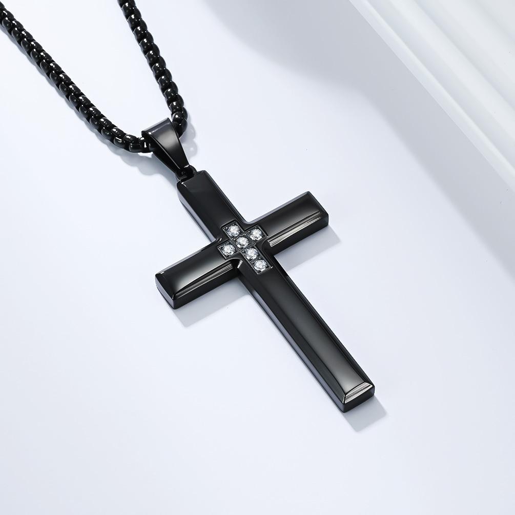 2025 Diamond Studded Cross Necklace for Men and Women, Simple, Fashionable, and High End Cross Pendant