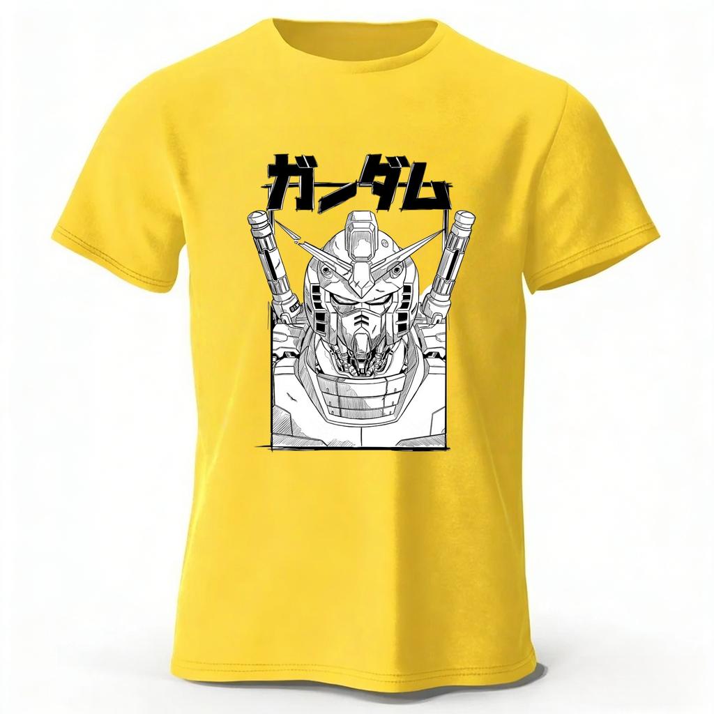 Retro Mobile Suit Gundam Cotton T-shirt Unisex Daily Casual Versatile Comfortable Plus Size Short Sleeves Tops