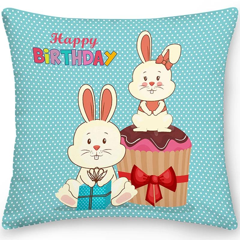 Home Decor Easter Pillowcase Sofa Cushion Cover Bedroom Room Decor Easter Bunny Egg Print Throw Pillow Case