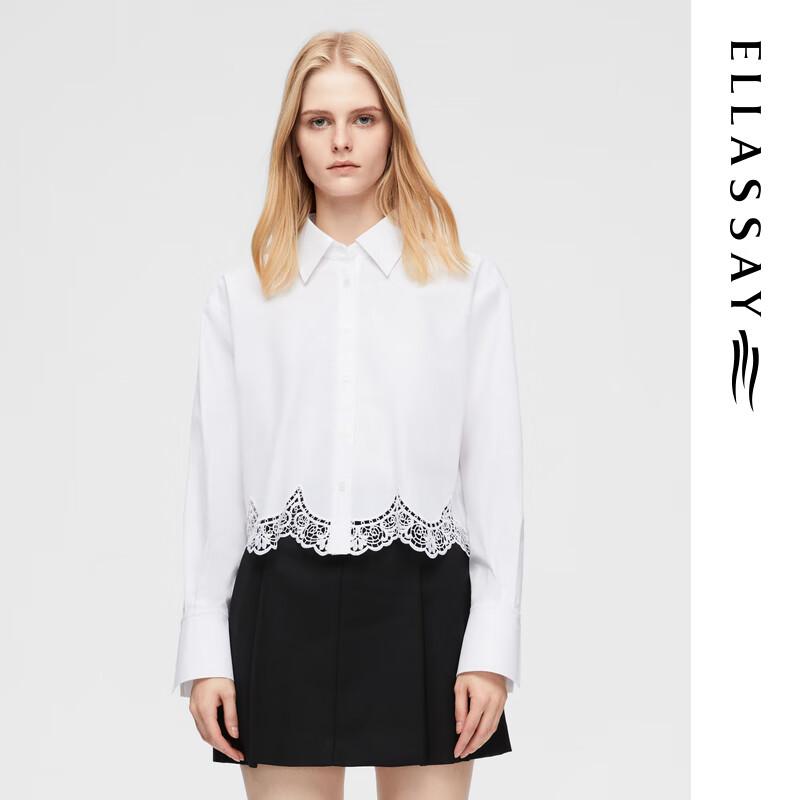ELLASSAY 2025 Early Spring Lace Hollow French Shirt L