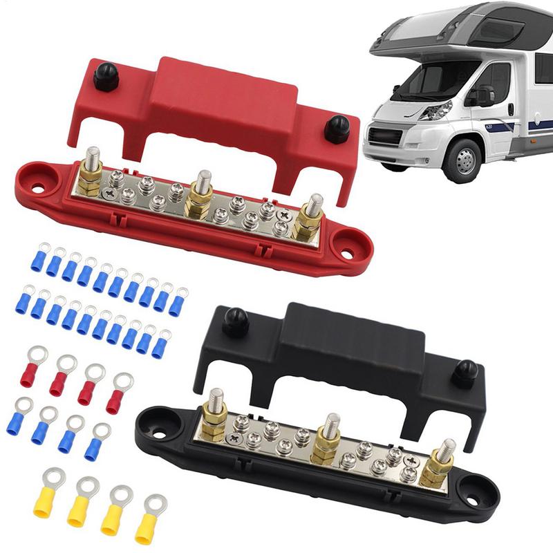 Power Distribution Block Bus Bar 48V DC 150A Battery Busbar Terminal Set Stable Current Electrical Supplies for Solar Wiring