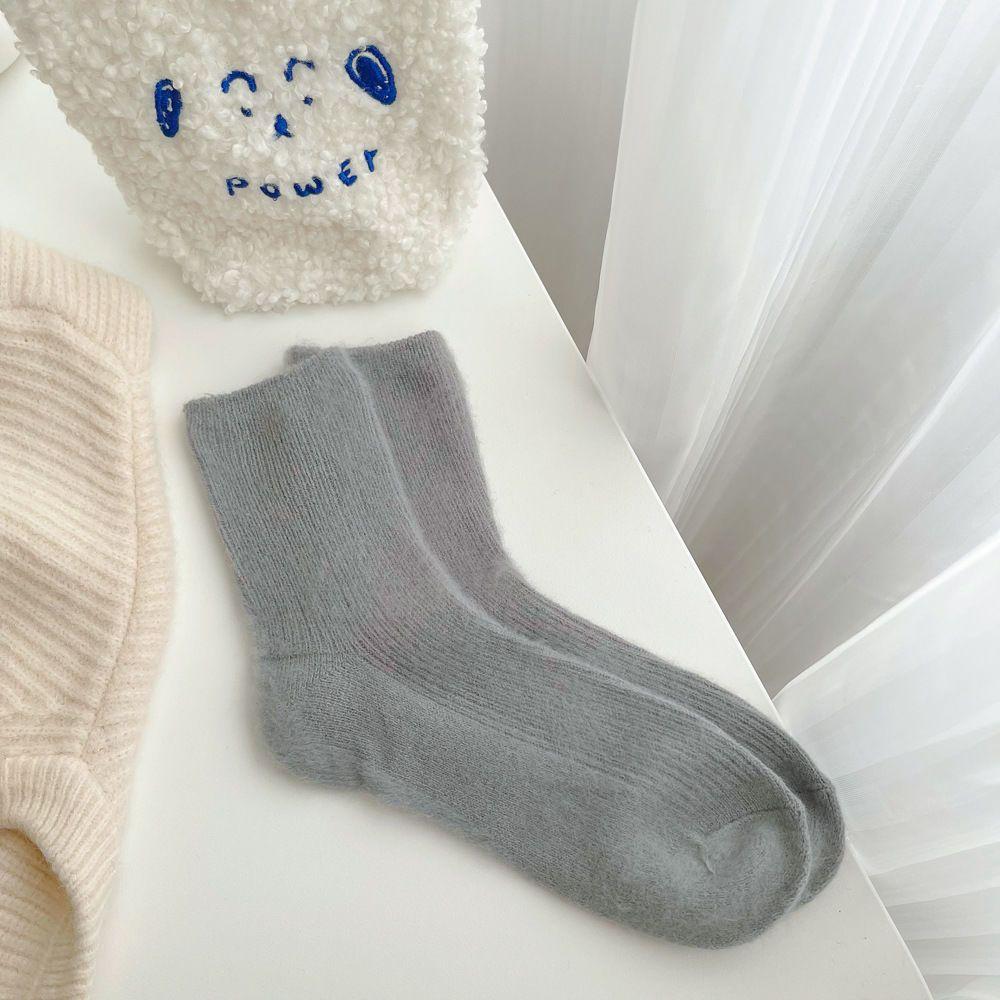 Luxury Cashmere Wool Socks for Women, Soft Color, Smooth Solid Color Matching All Seasons Warm and Sweat-Absorbing Sleeping Outdoor Sports Socks