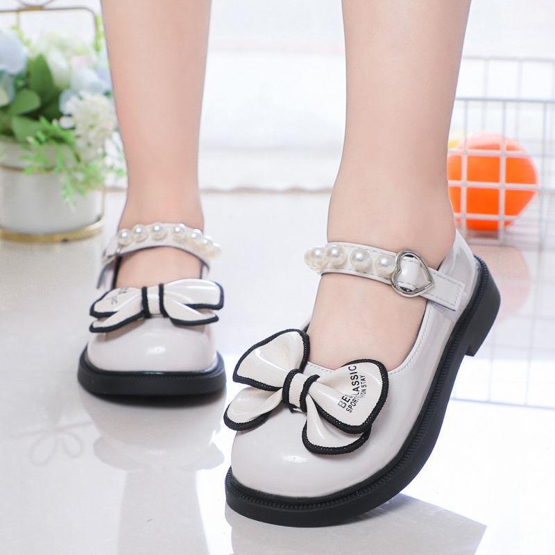 Girls' Korean version of leather shoes 2025 spring and autumn new student butterfly soft sole children's British style baby single shoes princess