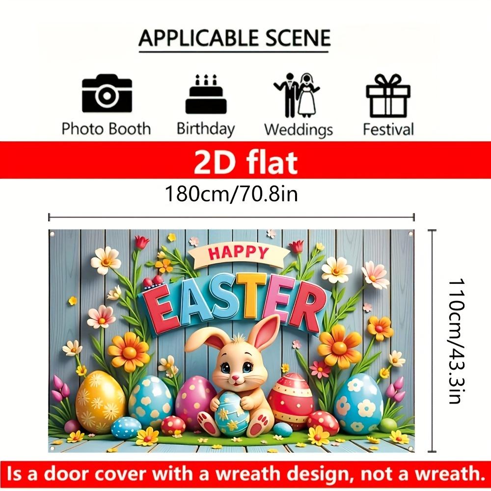 

2D Happy Easter Vibrant Bunny Eggs Backdrops Easter Party Decorations Photography Background Banner Studio Photo Booth Props 1pcs