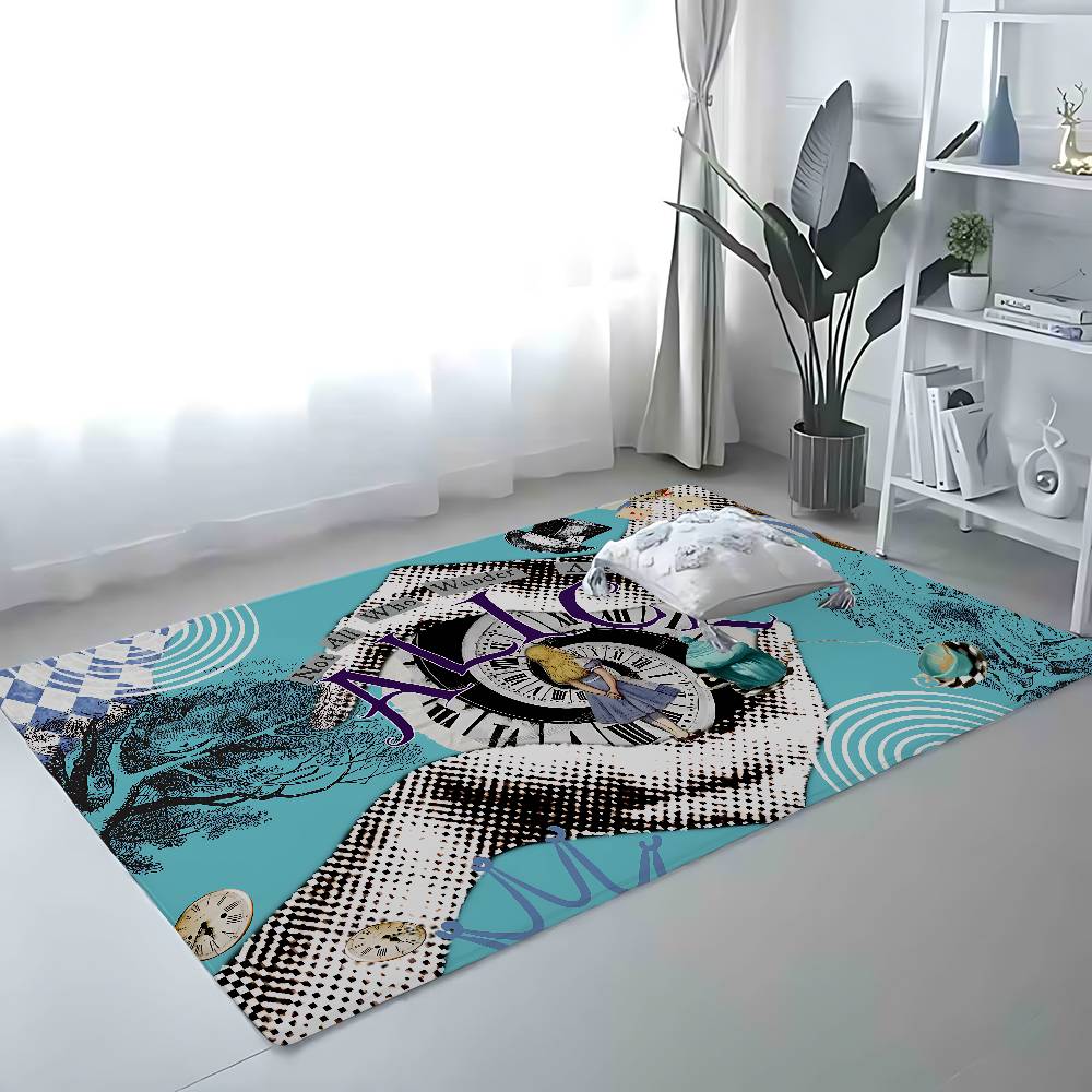 A-Alice In Wonderland Floor Mat Bathroom Absorbent Mat Simple Door Dirt-resistant Mat Home Kitchen Mat Foot Mat Entry Mat