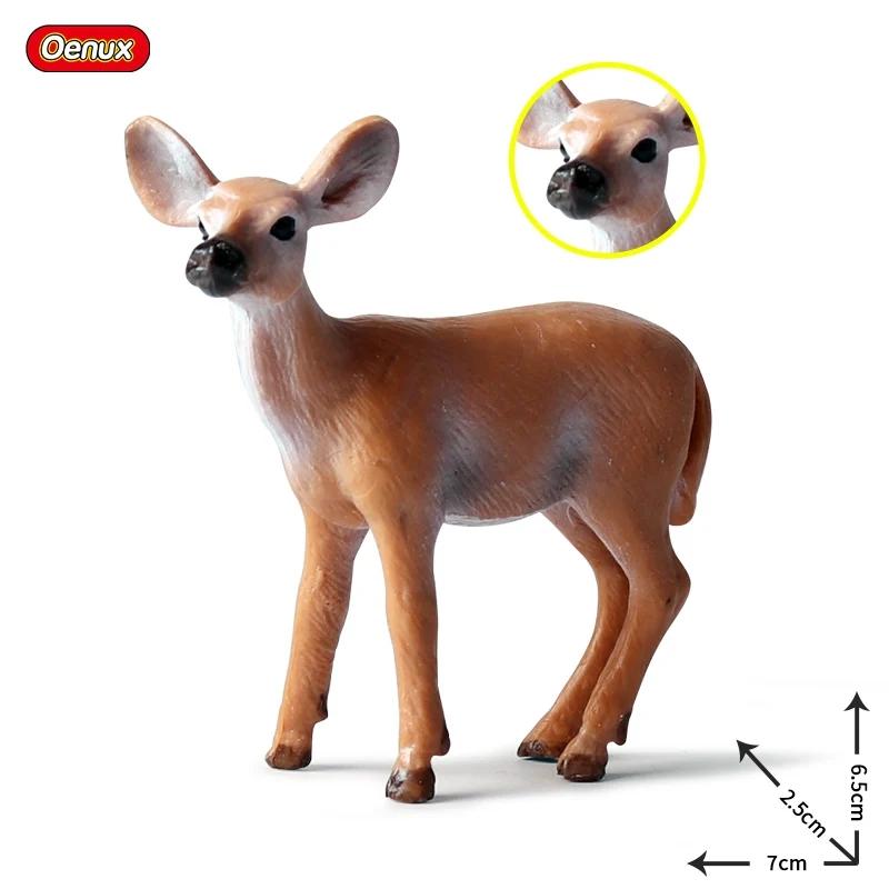 Oenux Forest Deer Animals Simulation Wild White-Tailed Elk Action Figures Moose Figurines Model Decoration Toy Kids Xmas Gift