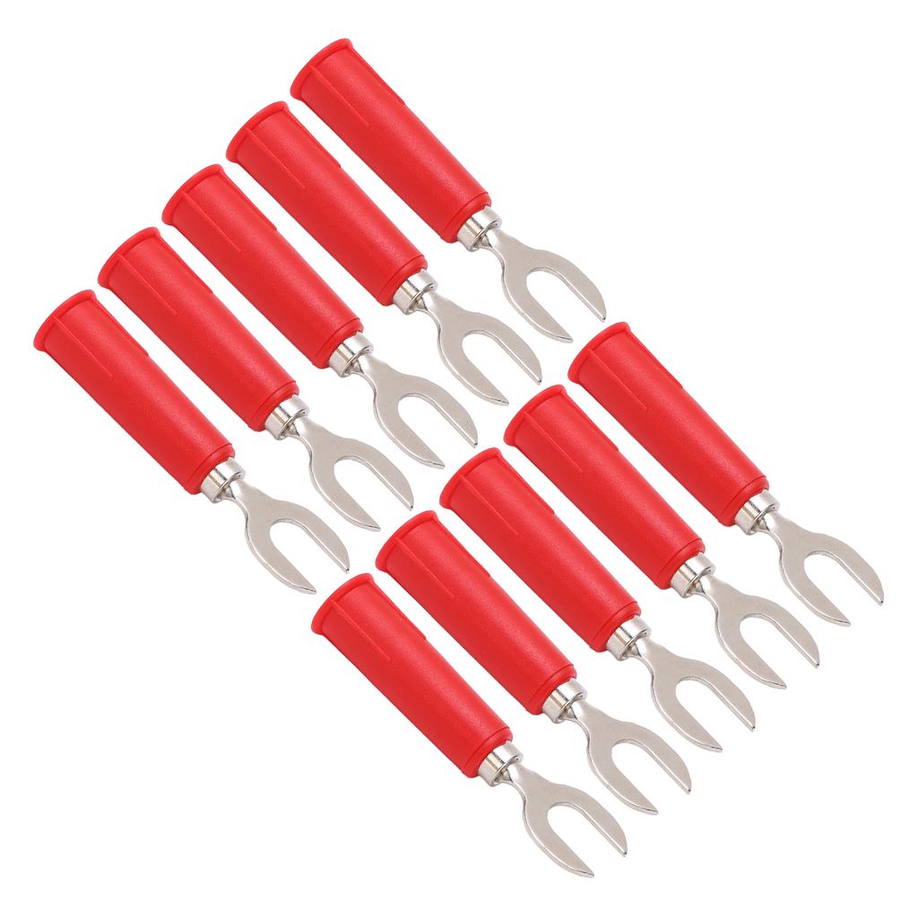 10Pcs J.20019 6mm U Shape Insert Plug High Pressure Resistant Y Type Banana Plug for Electronic Industrial EquipmentRed