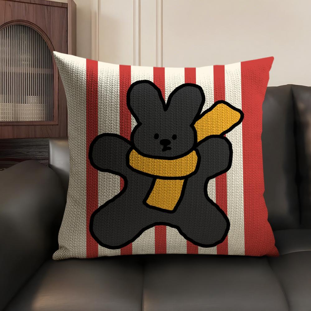 Happy Dog Cushion Cover Natural Linen Organic Fabric DoubleSided Printing Sofa Home Decor Breathable Environmentally Friendly