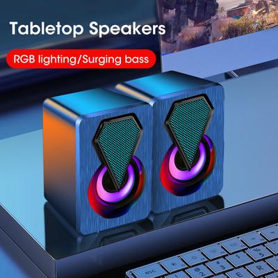 Niye USB Powered Speaker Portable MiniSubwoofer With RGB Lights Volume Control 3.5mm AUX-in HiFi Stereo Sound Desk Audio System