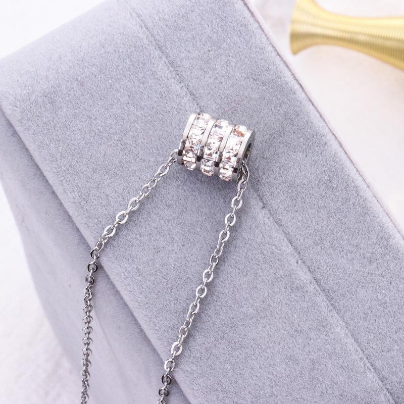 Three Rows Of Diamonds Full Of Diamonds Small Waist Necklace Women'S Versatile Collarbone Chain Temperament Versatile Titanium Steel Necklace