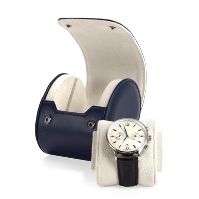 Papten Watch PU Business B01501 Case, Leather, Mini, Portable, 1-Watch Case, Luxury, Stylish, Travel, Trip, Gift, (Blue)