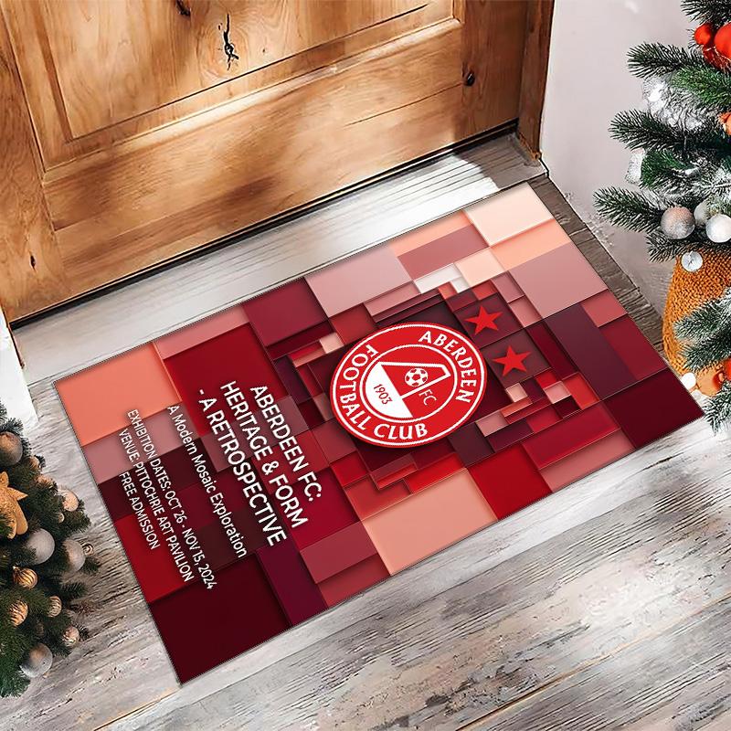 Aberdeen FC Soccer Football Pattern Soft Area Rug Non Slip Indoor Floor Carpet Sports Decor Mat for Bedroom
