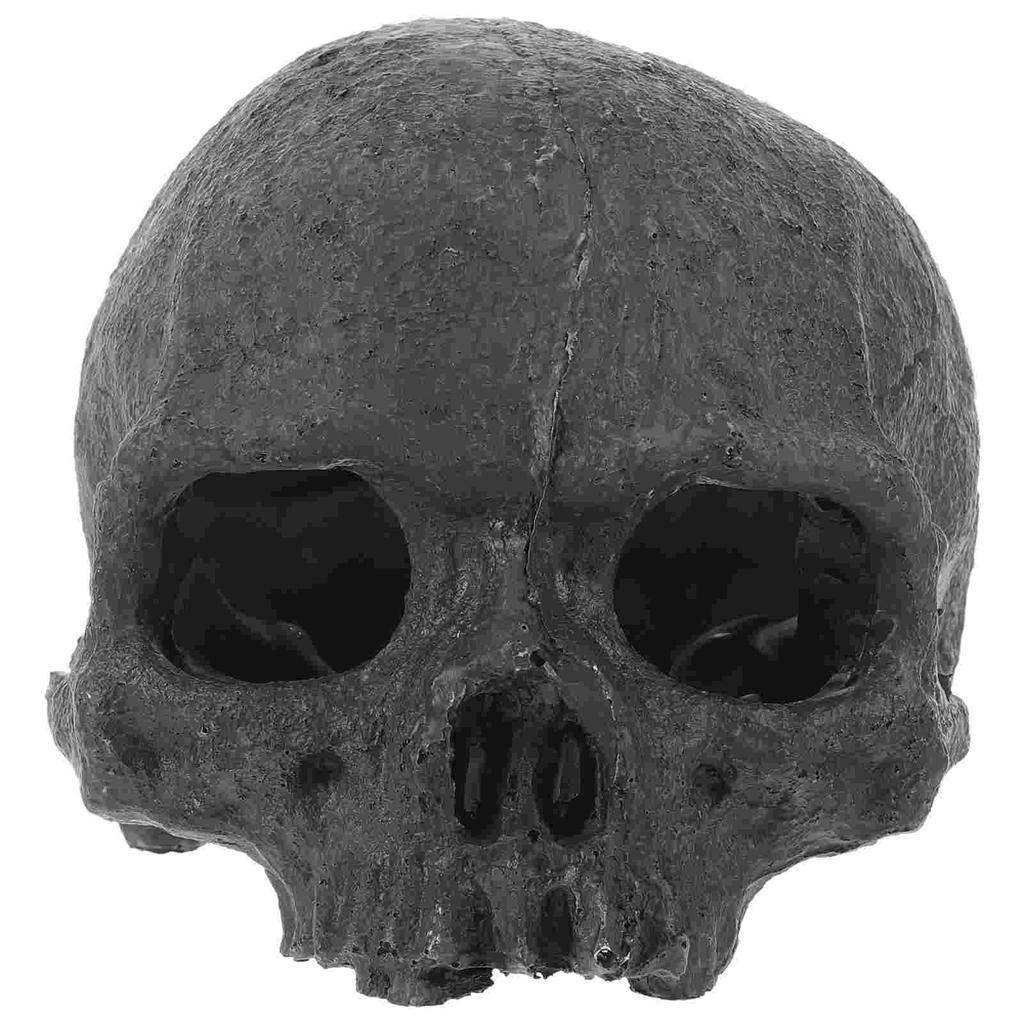 Black Skull Resin Naments Fish Tank Decorations Aquarium Decor Fake Model Pet Products Resin Head Bone Statue Fish Tank