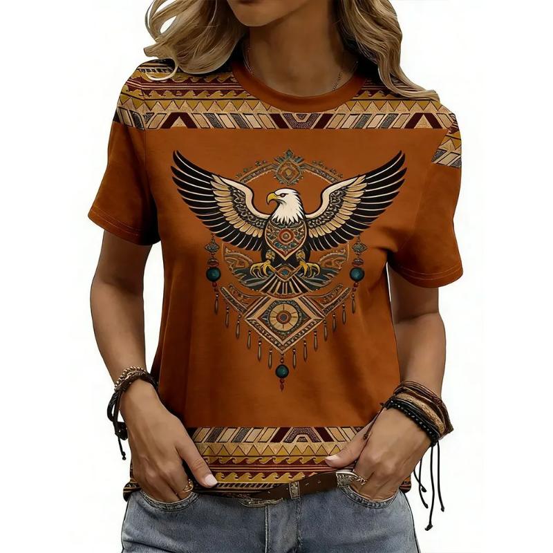 Fashion women's clothing simple short sleeves are short sleeves 3D color printing round neck T-shirt round neck short sleeves