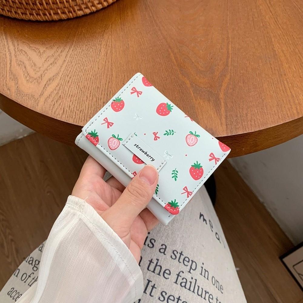 Bow PU Leather Wallet Printing Card Holder Fashion Tri-fold Wallet  Daily