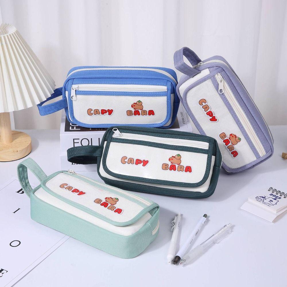 High Appearance Level Pen Bag Visible Stationery Kawaii Capybara Pencil Case  for Students