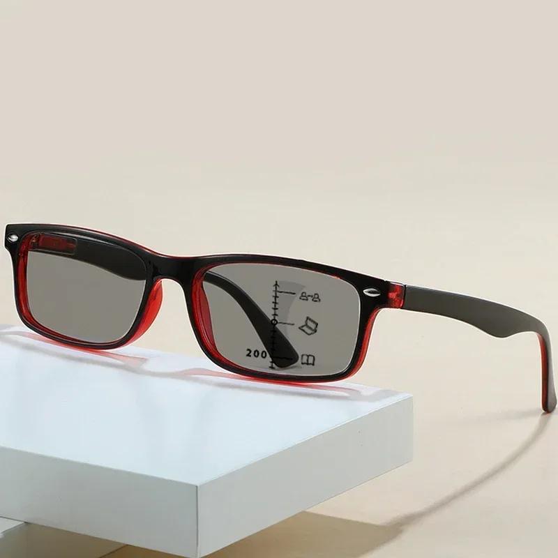Lunettes photochromiques haute définition anti-lumière bleue pour presbytie 2 couleurs Lunettes de lecture multifocales Lunettes unisexe ultra-légères