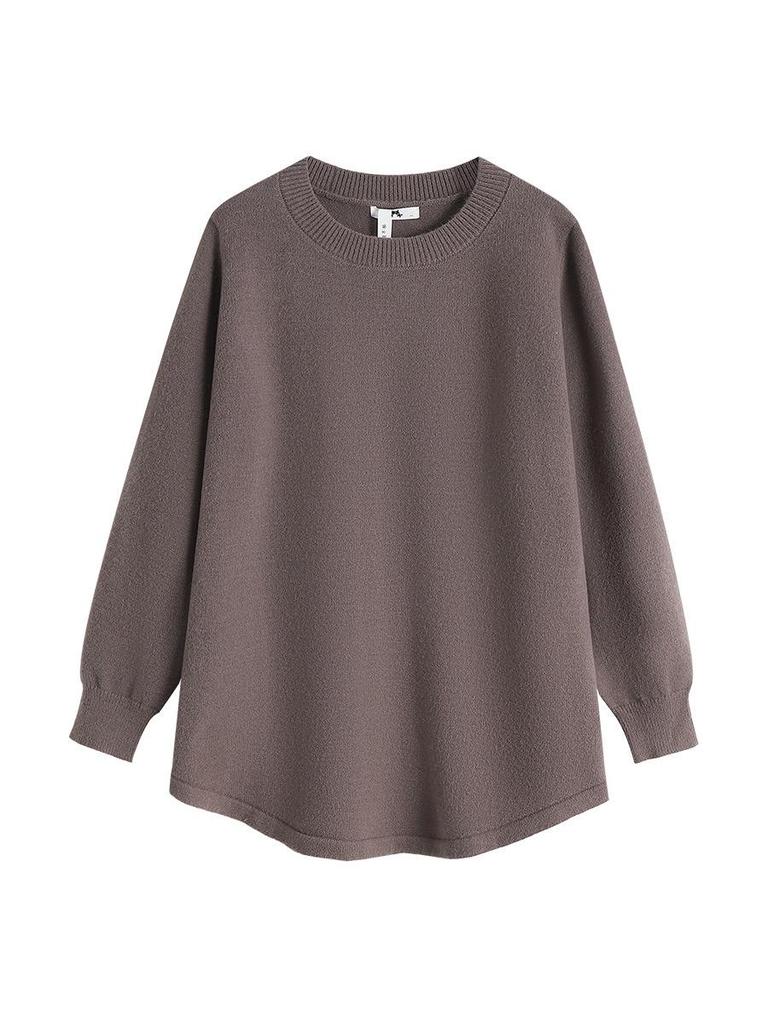 Plus Size Women's Winter Sweater: Round Neck, Long Sleeve, Fashion Base Layer (130-350 jin)