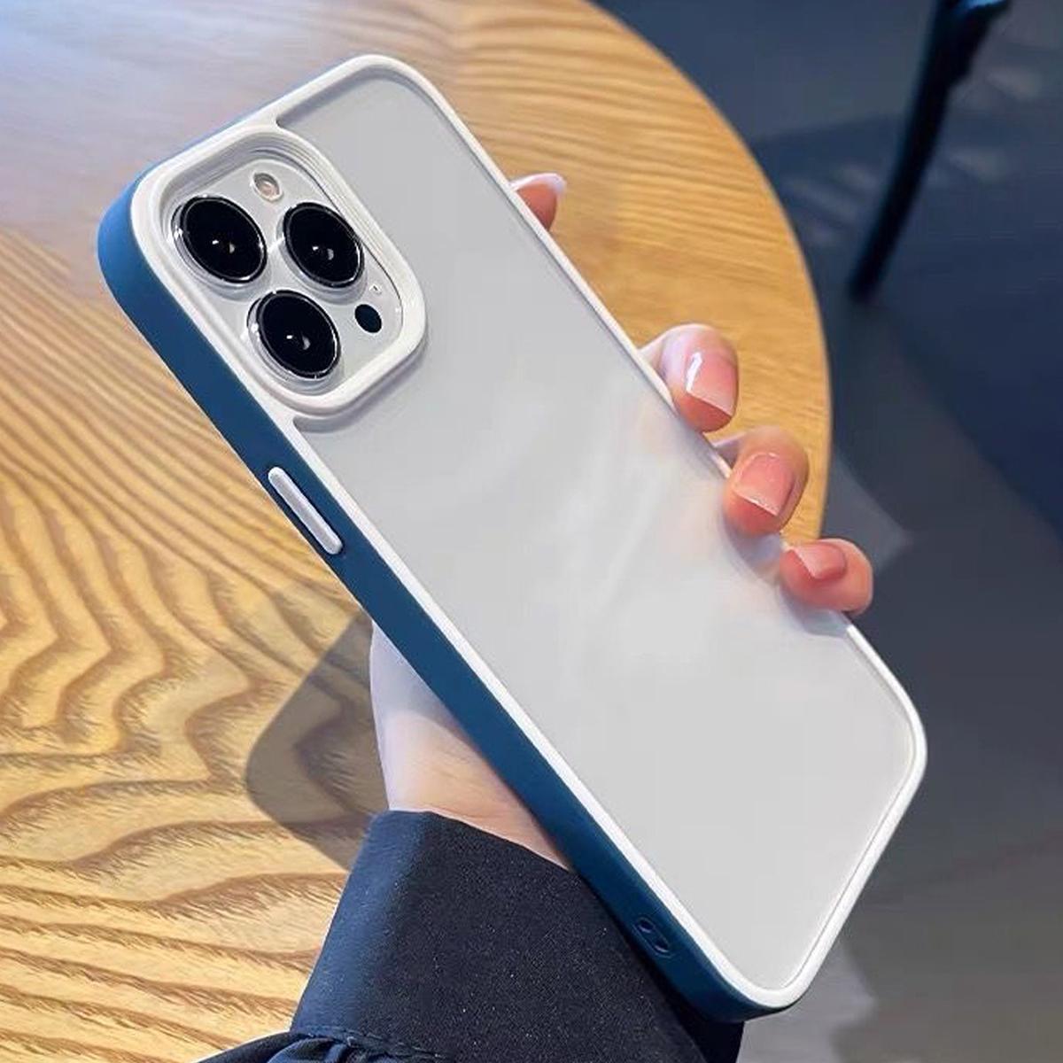 

For iPhone 15 Pro Max Color Edge Clear Case Shockproof Acrylic + TPU Phone Cover A