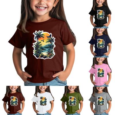 Kindermode Täglich Bedrucktes Rundhals Kurzarm Lässiges T-Shirt Top