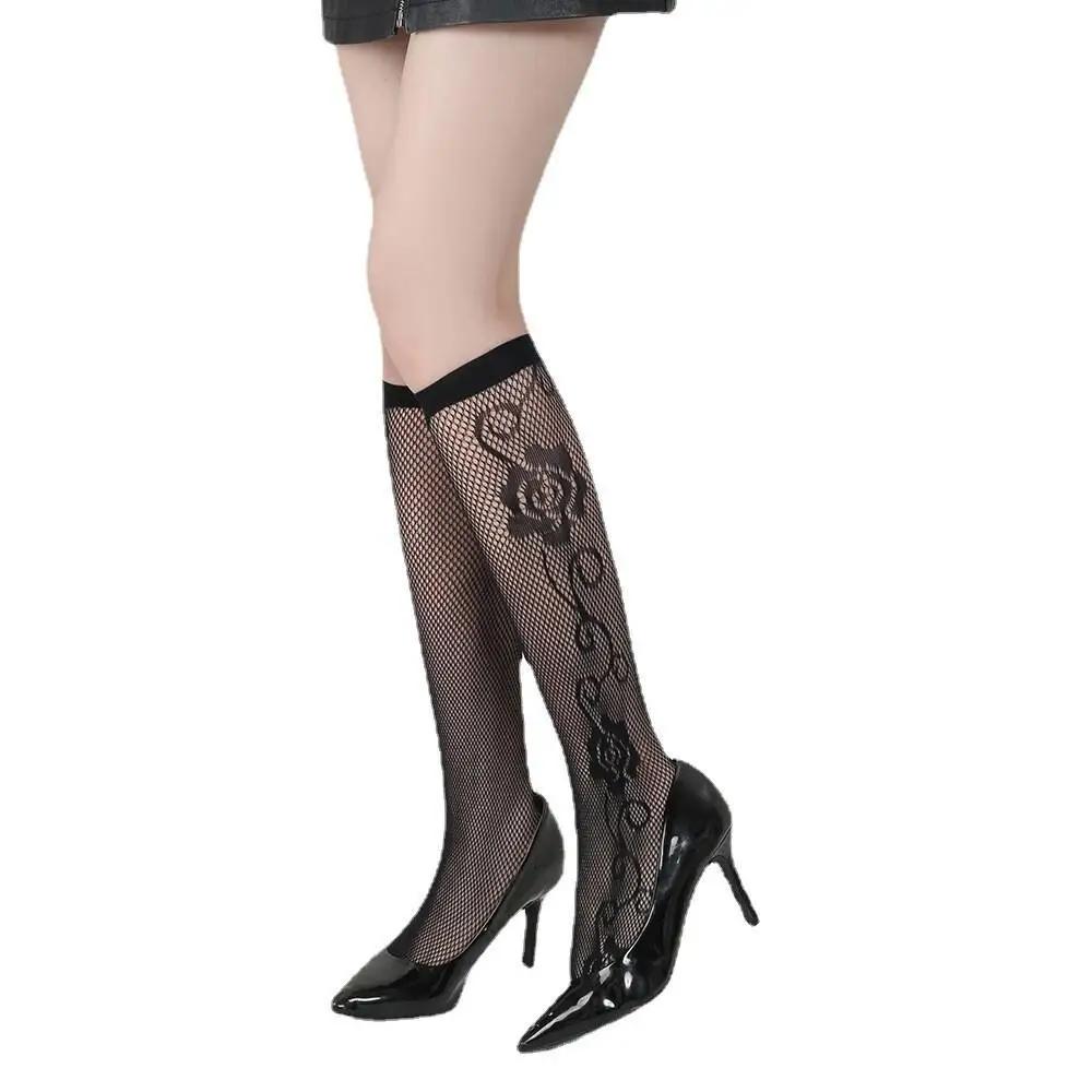 Dark Crew Net Stockings Spring Summer Chic Trendy Mid-Calf Hosiery Airy Comfy Bulk Pricing Black Mesh Socks Fashion Legwear