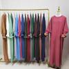 Women's Loose Solid Color Elastic Sleeve Plus Size Dress