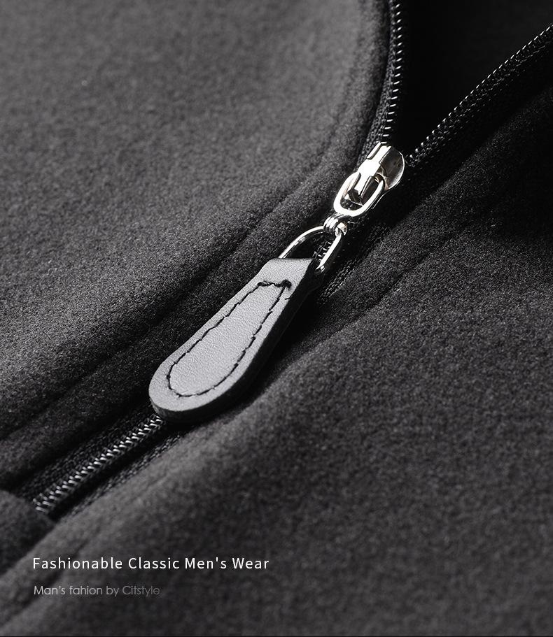 Men's Thickened Fleece Half-Zip Polo Shirt with Stand-up Collar - Comfortable, Skin-Friendly, Plus Fleece Casual Hoodie