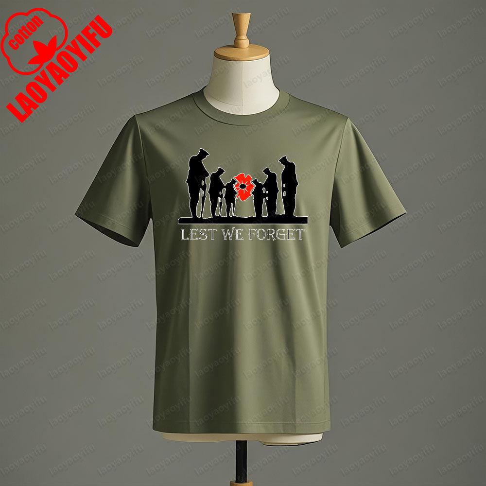 DDay Lest We Forget TShirt Anniversary Veterans Day Honour Our Armed Forces Remembrance Day Tshirt Men Summer Cotton Tee Tops