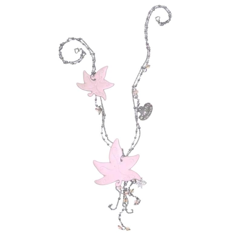 Elegant Autumn Maple Leaf Pendant Necklace Copper Resin Multipurpose Chain Neck Accessory For Women 65cm Long 1