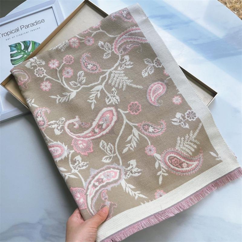Scarf women's autumn and winter versatile long scarf imitation cashmere cashew flower shawl women's scarf
