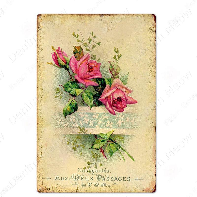 Frisch geschnittene Blumen Vintage Metallblechschild Wandplakette für Floristen Garten Hinterhof Café Familiengeschenk Dekoration N
