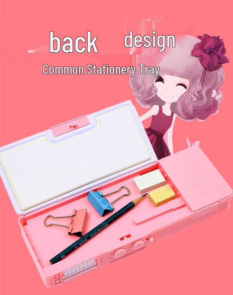 Multi-Functional Transforming Stationery Box for Girls - Large Capacity Pencil Case for Primary Students