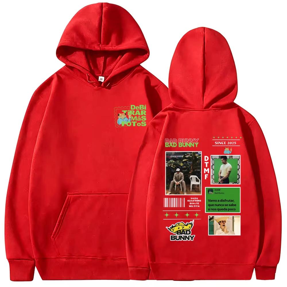 Rapper Bad Bunny Grafik Hoodie Debi Tirar Mas Fotos DTMF Welttournee 2026 Sweatshirt Herren Damen Vintage Bedrucktes Sweatshirt