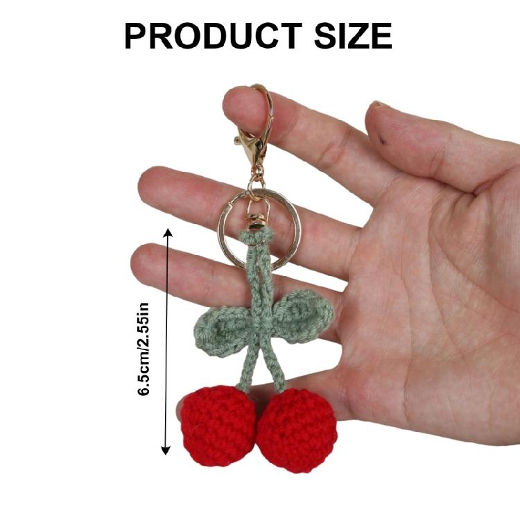 Stylish Crocheted Cherry Keychain Handmade Plush Fruit Pendant for Women Wallet Multifunctional Backpack Accessory