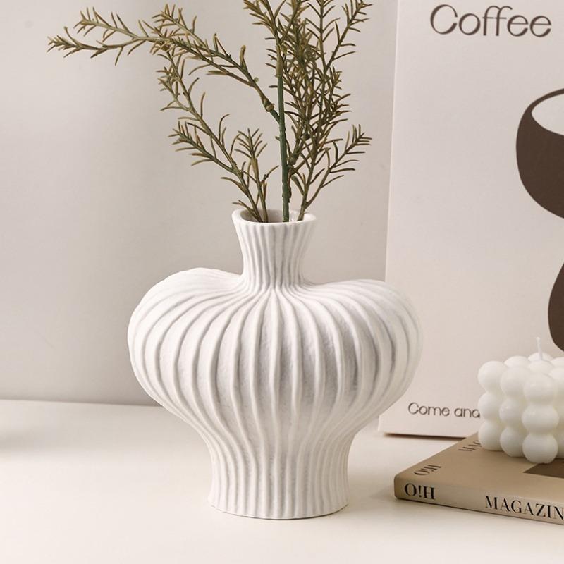 1Pc Water Cultivation Imitation Ceramic Plastic Vase Home Living Room Plastic Chic Vase, Modern Minimalist Desktop Decor