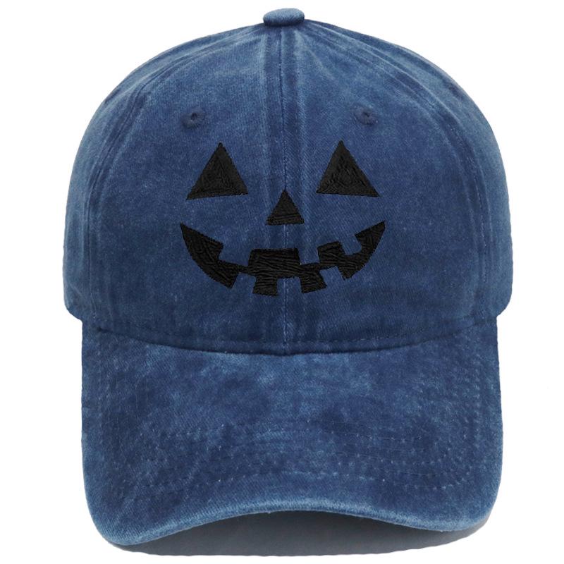 Cross-border Halloween Smiley Pumpkin Embroidered Vintage Baseball Cap - Unisex Casual Style
