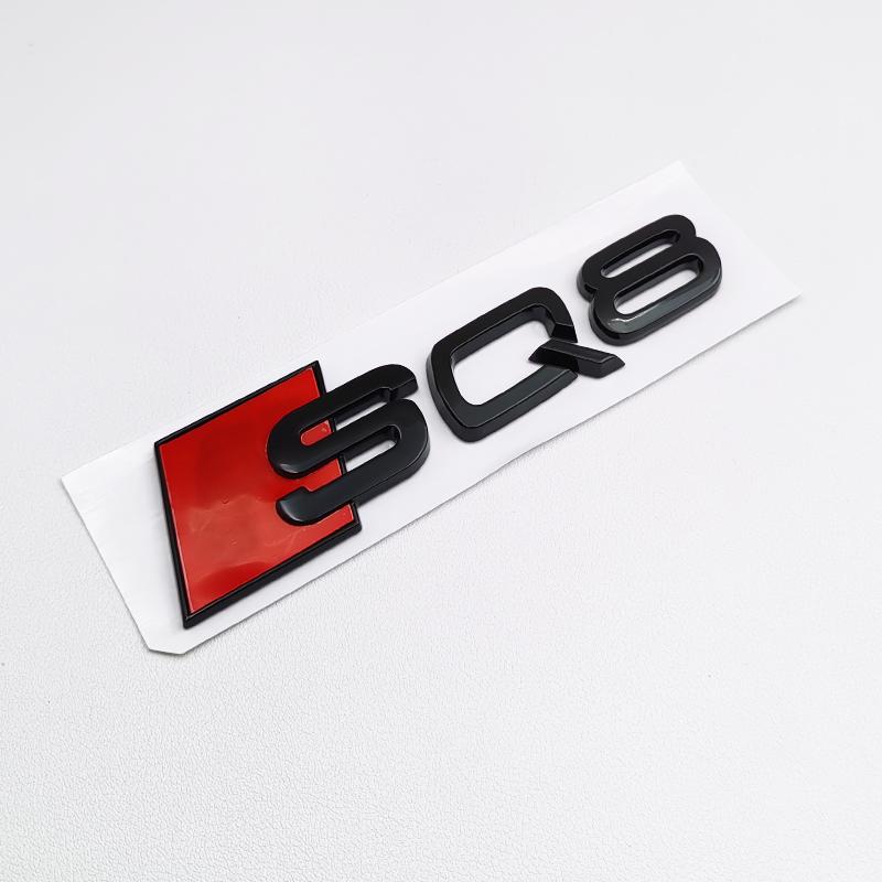 3D ABS Black Audi Logo SQ5 SQ3 SQ8 SQ7 Emblem Letters Sticker Car Rear Trunk Badge Decal For Audi SQ 3 5 7 8 Auto Accrssorie