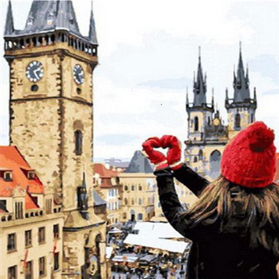 

Ruopoty картина по номерам городской пейзаж DIY рамка уникальный подарок на холсте акриловая картина маслом по номерам церковная настенная живопись 40x50cm NO Frame