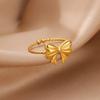 Princess On the Run Bow Simple Personality Ring Female K Gold-plated Titanium Steel Opening Adjustable Versatile