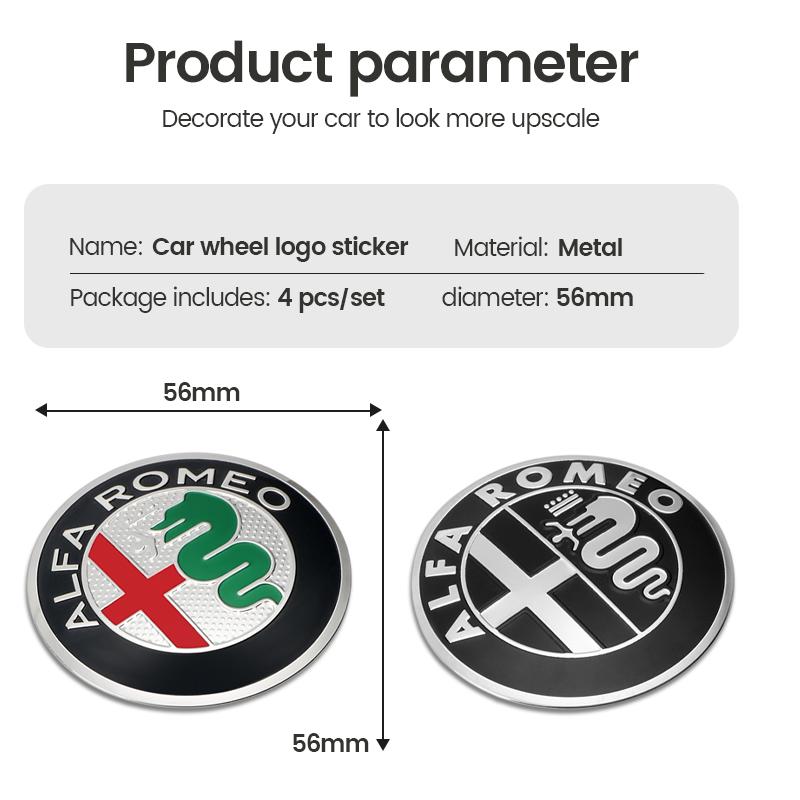 RCIZ5 4Pc/set 56mm Car Wheel Center Sticker Auot Hub Emblem Styling Decals For Alfa Romeo Mito GT Spider Giulietta Stelvio Accessories