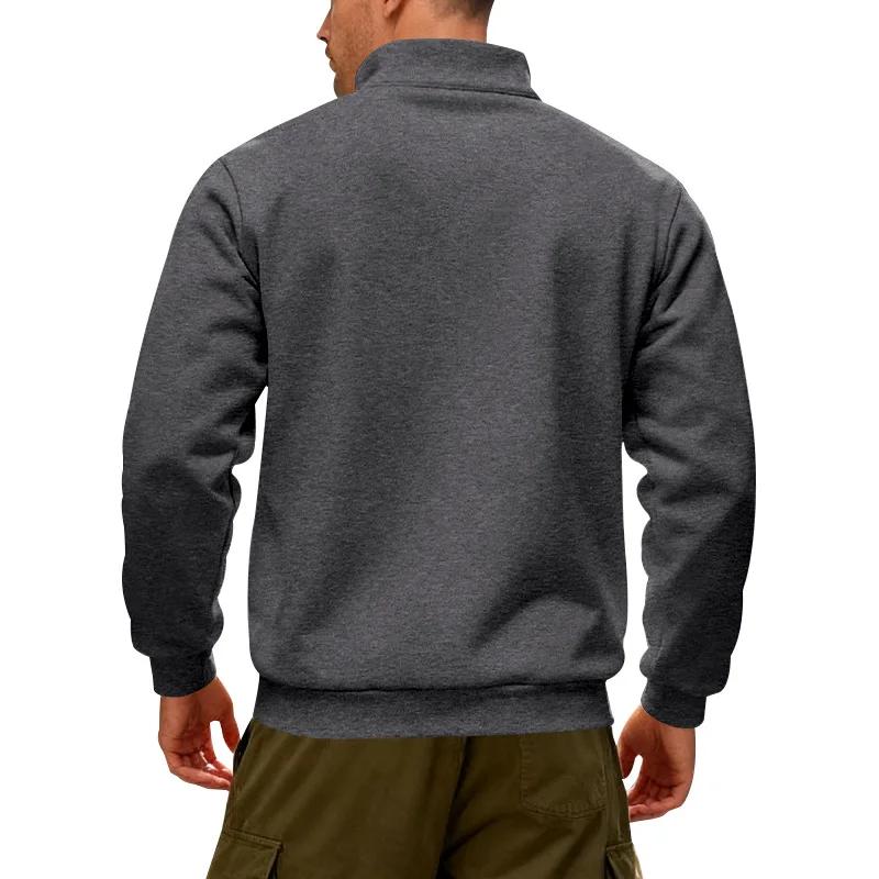 Winter Fleece Heavy Sweatshirts Loose Outdoor Men's Warm Half Zipper Stand-Up Collar Pullover Sports Hoodie Men