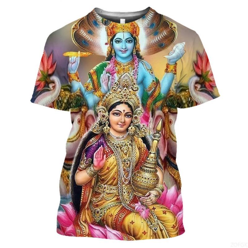 Summer Fashion Indian Deities Graphic T Shirts New Men Casual Oversized