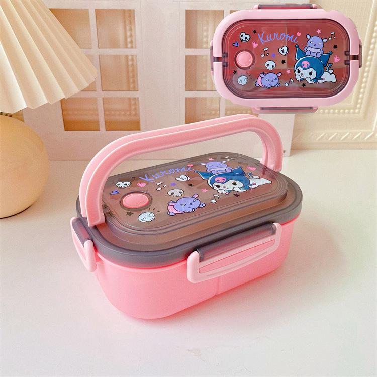 Portable Japanese Double-Layer Bento Lunch Box for Students & Office Workers - Large Capacity, Cartoon Design