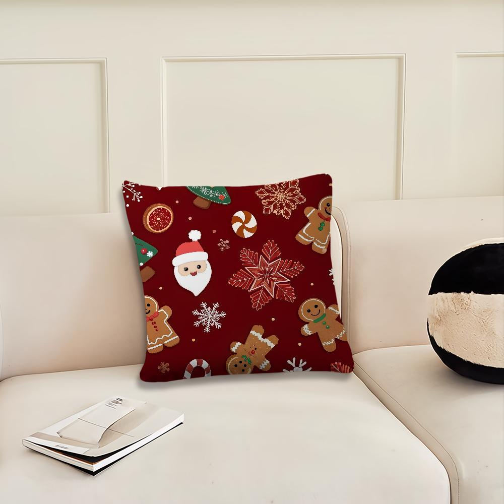 Christmas Cartoon Gingerbread Man Cushion Cover Pillow Cover Decoration Room Home Sofa Living Office Car Nordic Simplicity