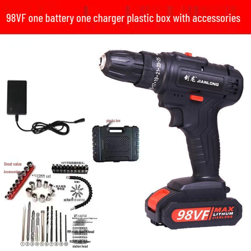Cordless Dual-Speed Lithium Battery Electric Drill & Screwdriver for Household Use