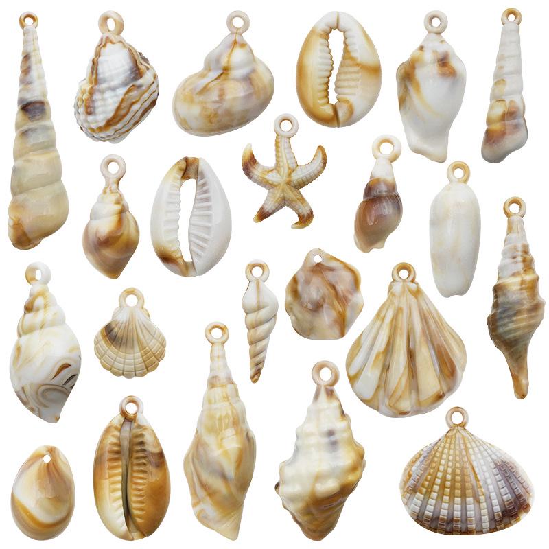 

Natural Two-Tone Acrylic Seashell & Scallop Pendant for DIY Jewelry