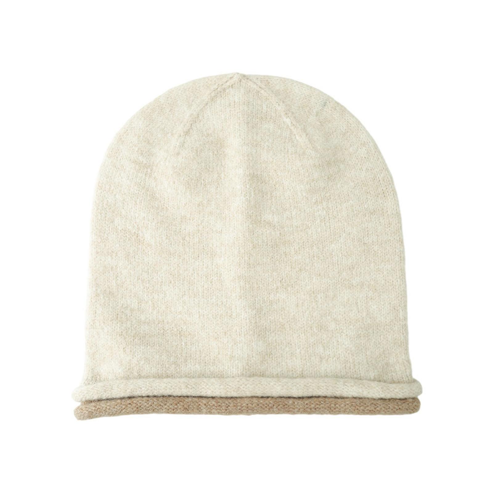 

Women s Winter Knitted Hat With Stitching And Curled, Earmuffs And Headband One Size бежевий