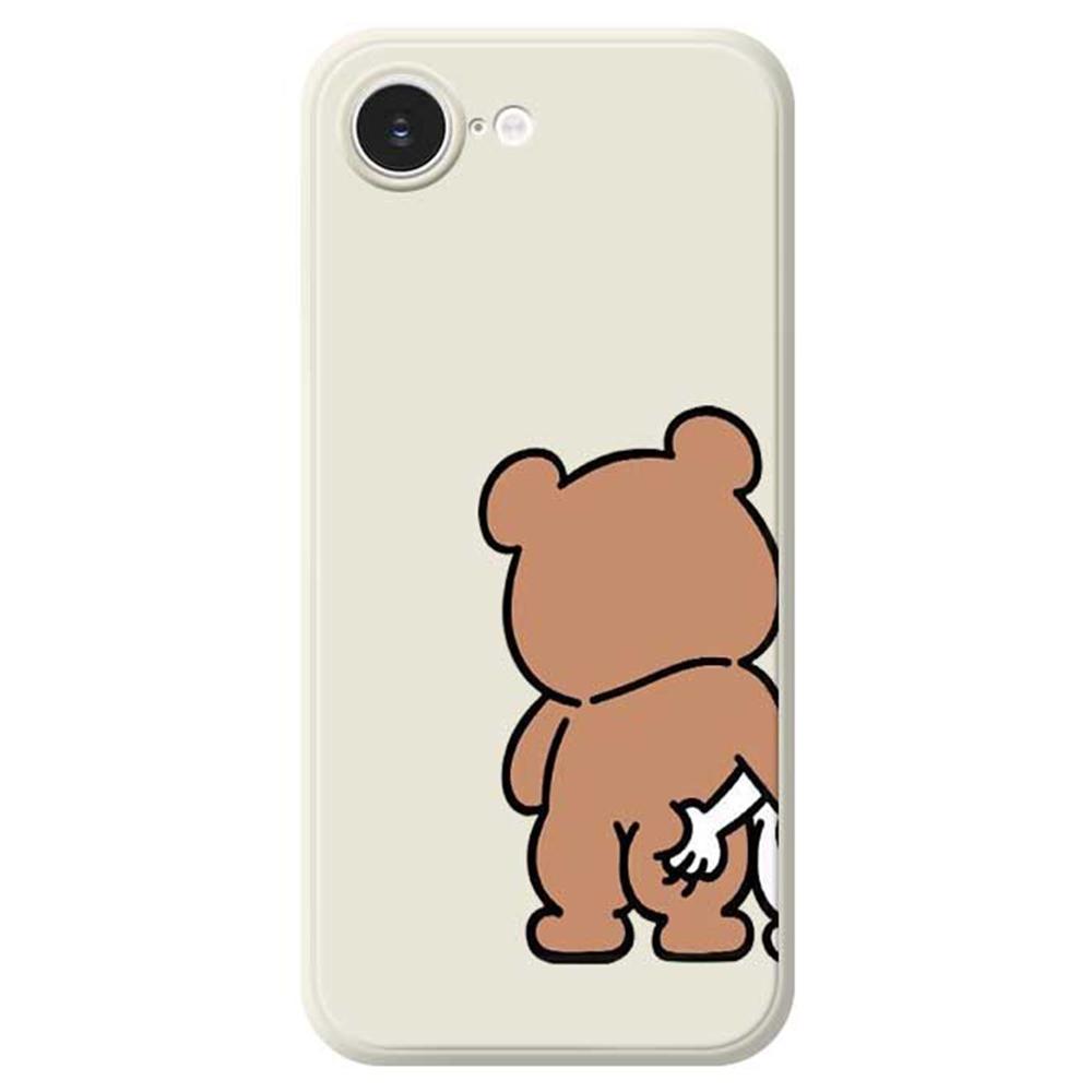 For iPhone 16e Case Pinch Bear Butt Pattern Printing Straight Edge TPU Phone Back Cover