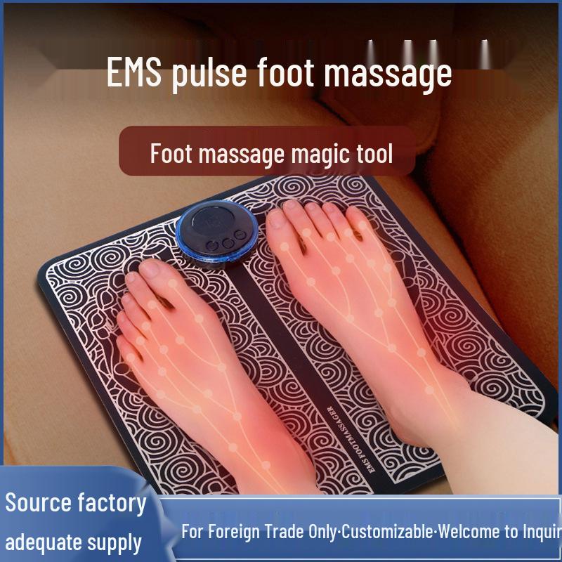 

Rechargeable EMS Foot Massager with Remote Control - Micro-pulse Foot Therapy Pad English 9-level Battery + Regular Pad
